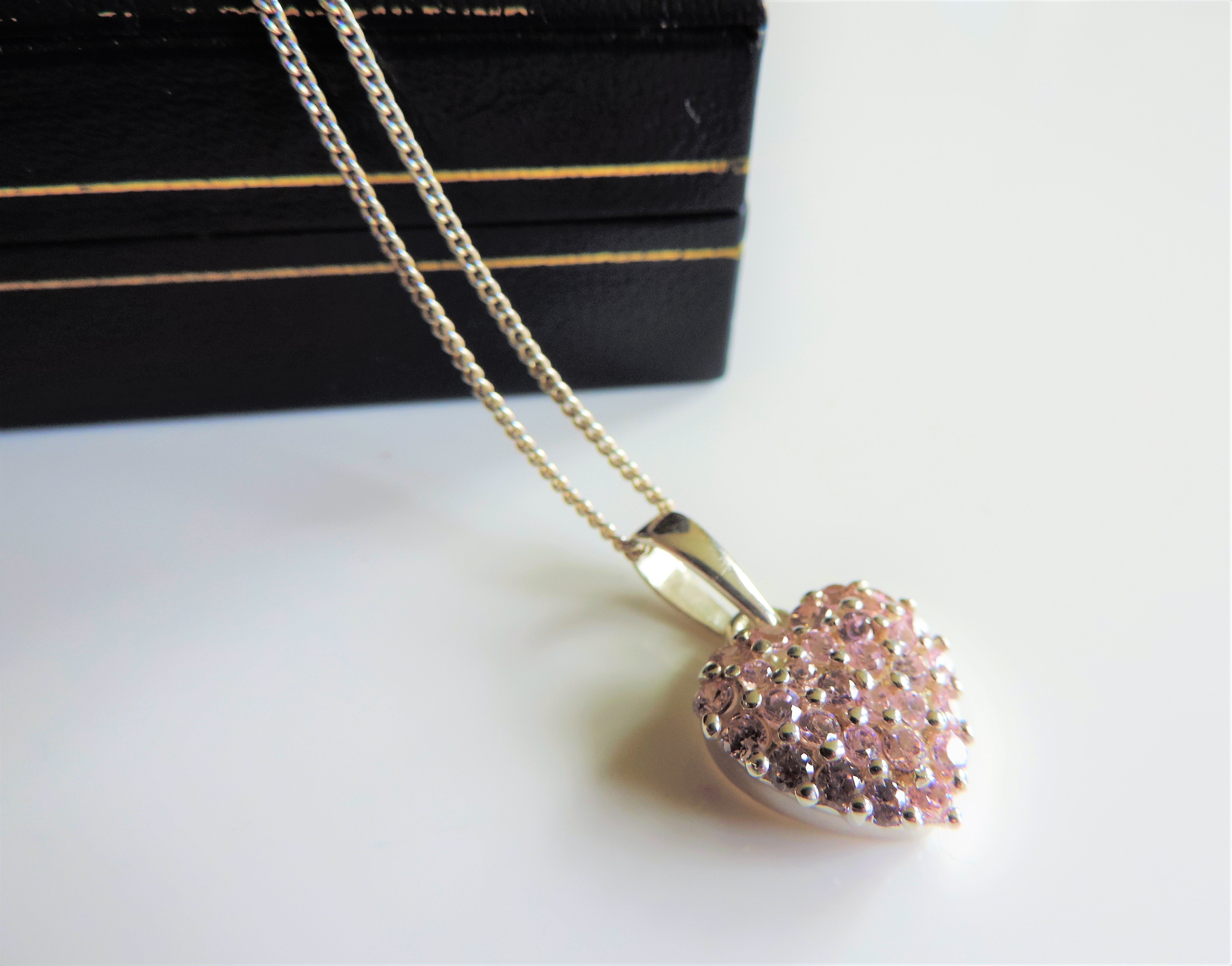 Sterling Silver Pink Topaz Heart Pendant Necklace - Image 2 of 3