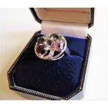 Sterling Silver Multi Gemstone Tutti Frutti Ring New in Gift Box