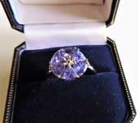 Sterling Silver 2.5 ct Trillion Cut Tanzanite Ring New with Gift Box