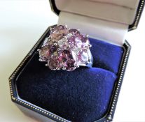 Sterling Silver Gemstone Cluster Ring New with Gift Box