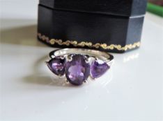 Sterling Silver 2.65 ct Amethyst Ring New with Gift Box