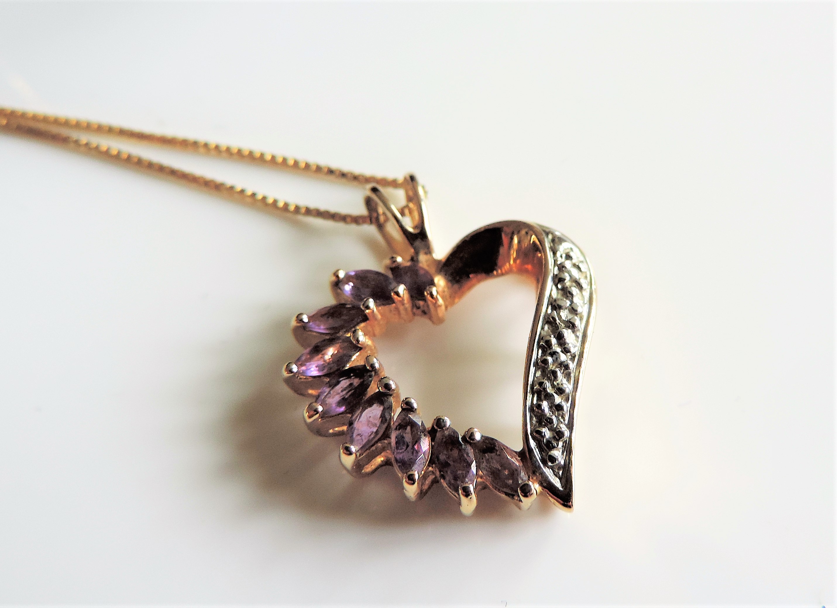 Gold on Sterling Silver Amethyst Heart Pendant Necklace - Image 4 of 4