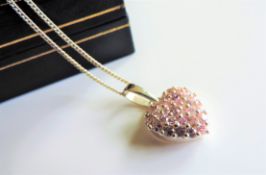 Sterling Silver Pink Topaz Heart Pendant Necklace