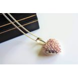 Sterling Silver Pink Topaz Heart Pendant Necklace