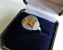 Sterling Silver Lemon Citrine Ring New with Gift Box