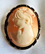Antique Cameo Brooch Sterling Silver