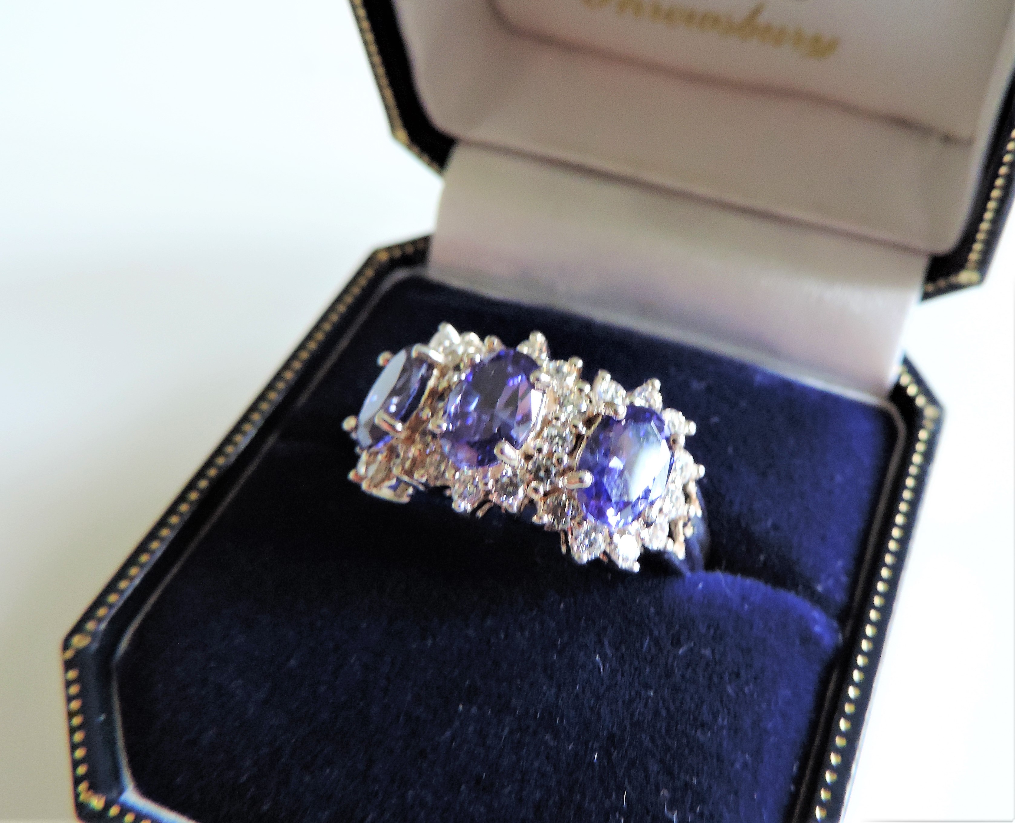 Sterling Silver Tanzanite & Topaz Ring New with Gift Box