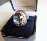 Sterling Silver 6ct Bicolour Sapphire Designer Ring New with Gift Box