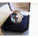 Sterling Silver 6ct Bicolour Sapphire Designer Ring New with Gift Box