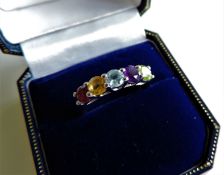 Sterling Silver Tutti Frutti Gemstone Ring New with Gift Box