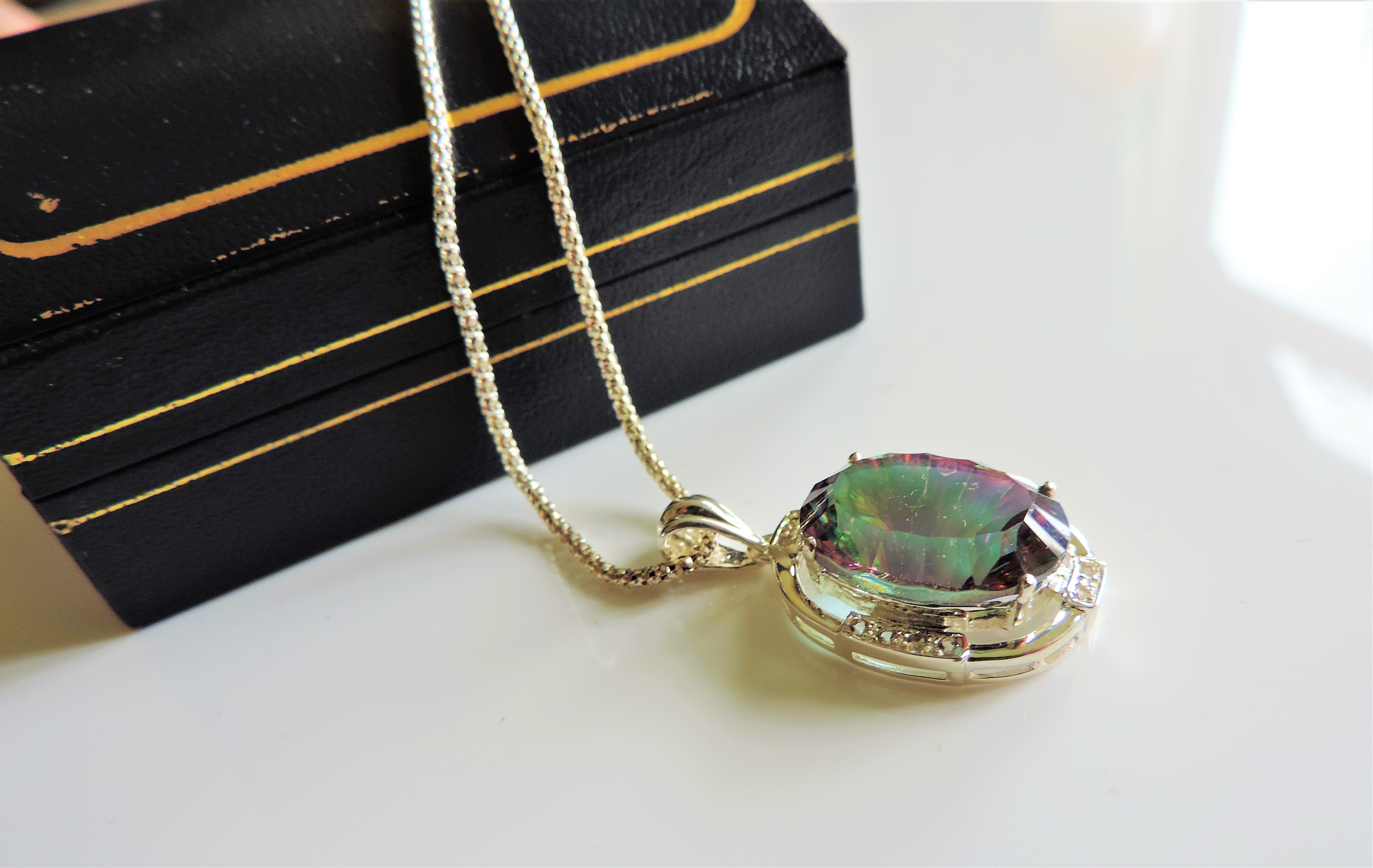 Sterling Silver 22ct Mystic Topaz Necklace 8.8grms New Boxed - Image 4 of 6