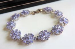 Sterling Silver 19ct Tanzanite Floral Cluster Bracelet New Boxed