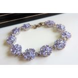 Sterling Silver 19ct Tanzanite Floral Cluster Bracelet New Boxed