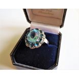 Sterling Silver 8.8 carat Topaz Cluster Ring New with Gift Box