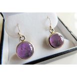 Sterling Silver Cabochon Amethyst Earrings