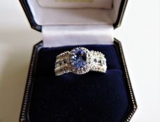 Sterling Silver Tanzanite and Topaz Ring