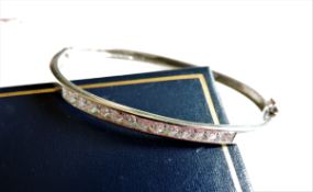 Sterling Silver CZ Channel Set Bangle New with Gift Box
