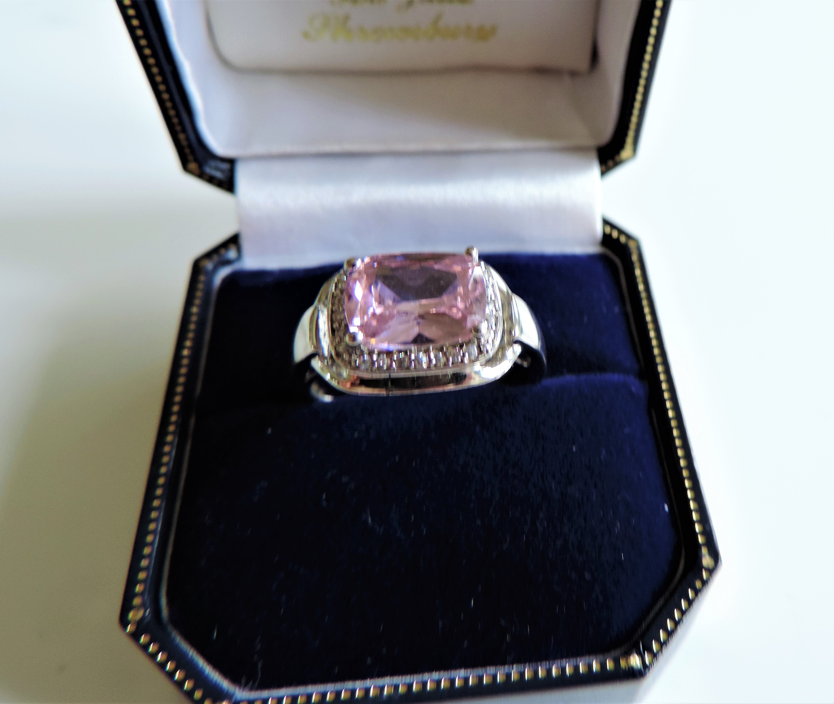 Sterling Silver 4ct Pink & White Topaz Ring New with Gift Box - Image 2 of 3