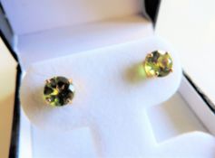 Gold on Sterling Silver 4ct Peridot Stud Earrings New with Gift Box