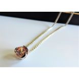 Sterling Silver Citrine Pendant Necklace New with Gift Pouch