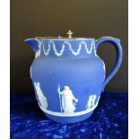 Antique Wedgwood Jasper Ware Jug with Silver Plate Lid