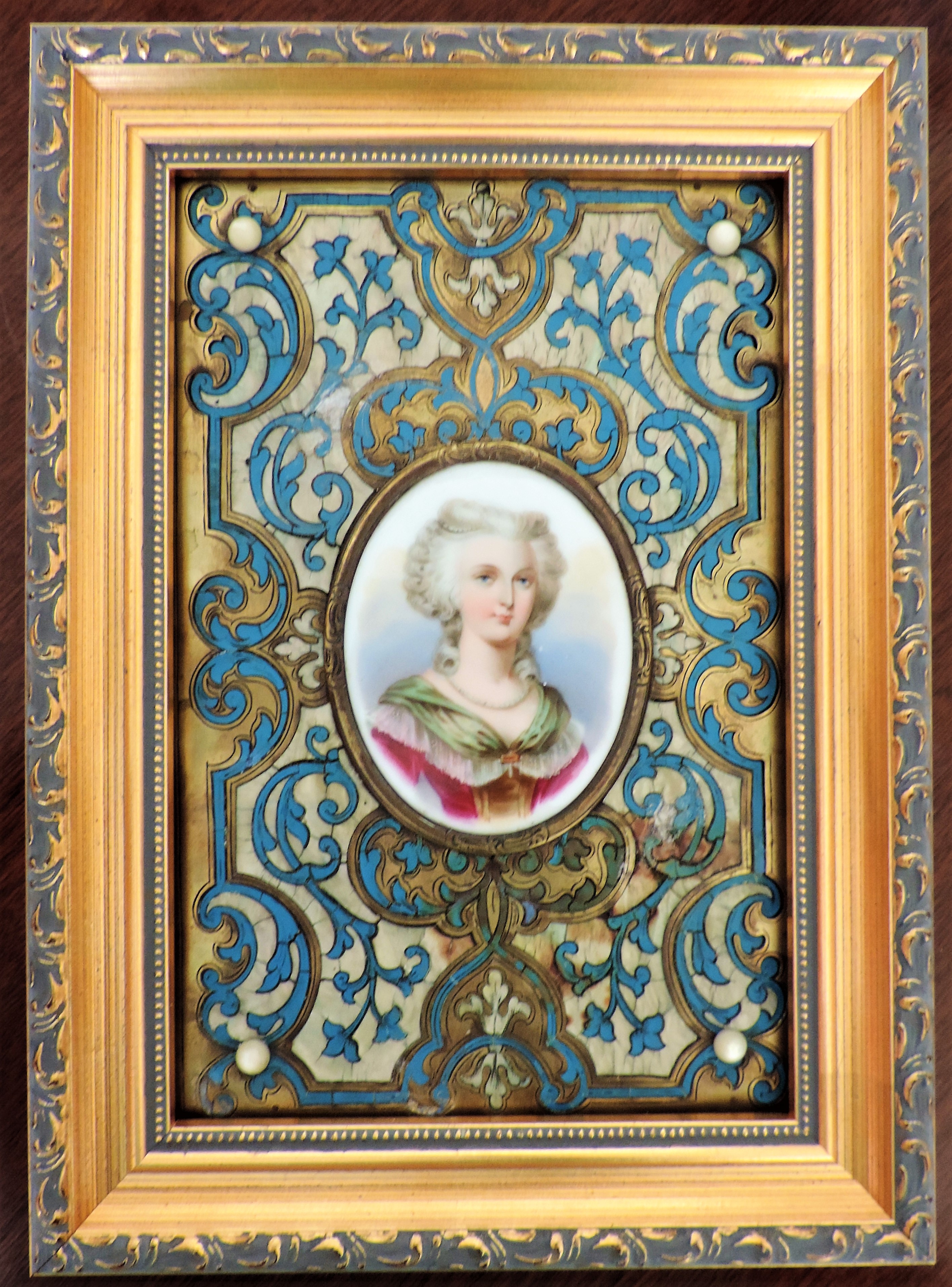 Antique Framed Miniature Portrait Marie Antoinette c.1780's