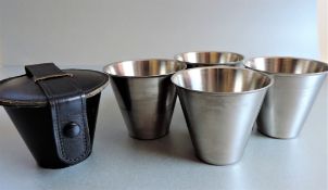 Ria Denmark Stainless Steel Stirrup Cups Set of 4 With Leather Case