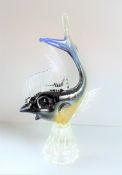 Vintage Murano Glass Blue & Gold Sculpture 22cm tall