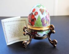 Vintage Halcyon Days Enamel Multi Fruit Egg Trinket Box