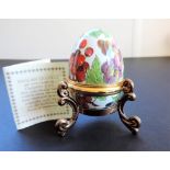 Vintage Halcyon Days Enamel Multi Fruit Egg Trinket Box