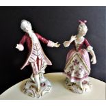 Pair Antique Volkstedt Porcelain Figurines c. 1890's