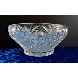 Large Vintage Bohemian Crystal Bowl 26cm wide