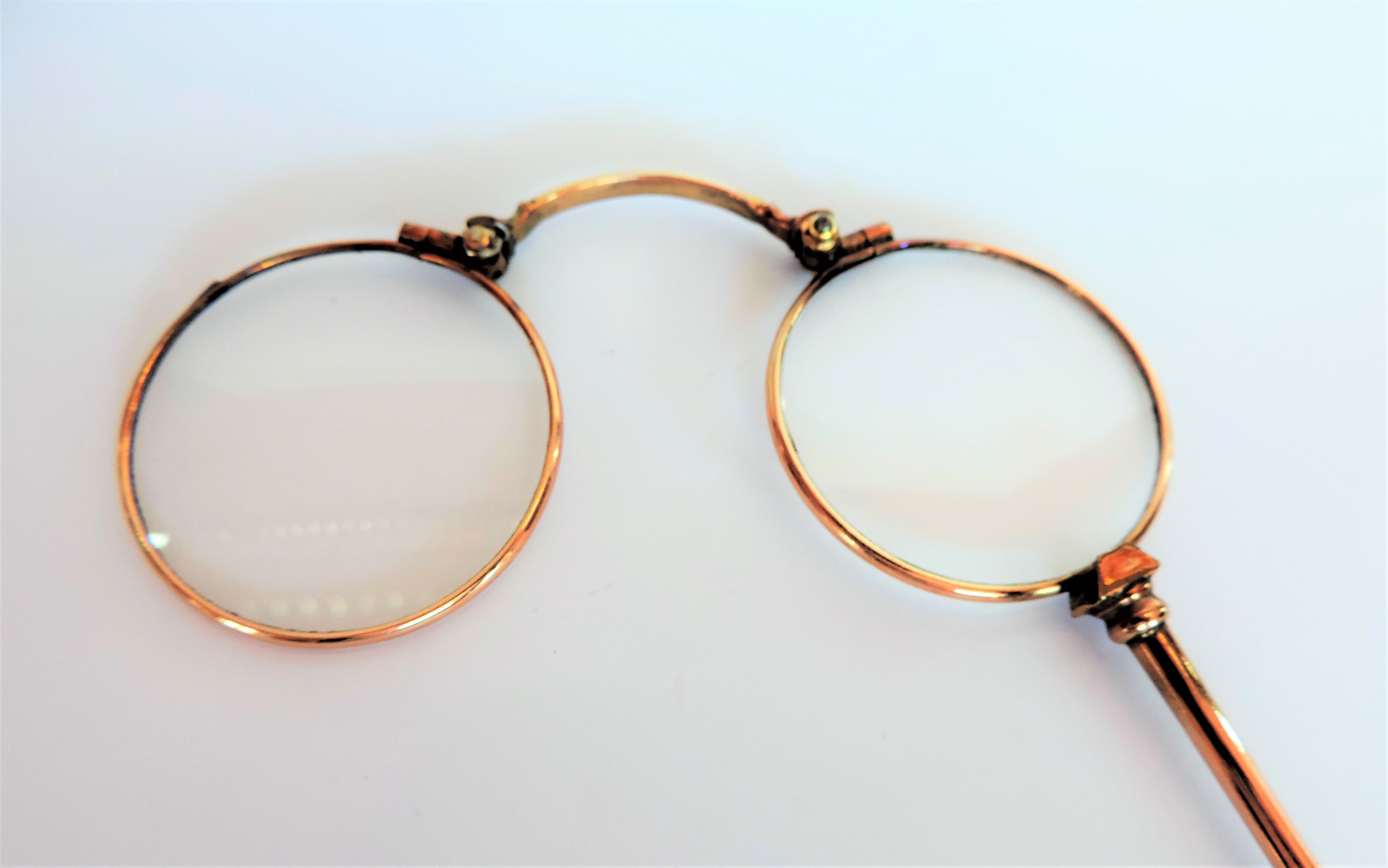 Antique Gold Plated Lorgnette Folding Glasses - Image 2 of 3