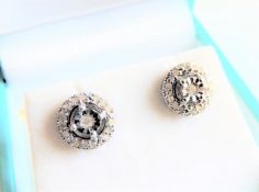 Sterling Silver Diamond Stud Earrings New with Gift Box