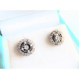 Sterling Silver Diamond Stud Earrings New with Gift Box