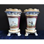 Grainger Decorated Staffordshire Spill Vases c.1825