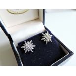 Sterling Silver Diamond Earrings New with Gift Box