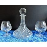 Crystal Ships Decanter and Brandy Balloons