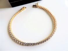 Gold on Sterling Silver 2.4ct Topaz Tennis Bracelet New with Gift Box