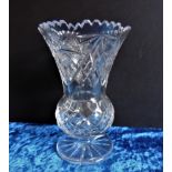 Vintage Bohemian Crystal Vase 18cm tall