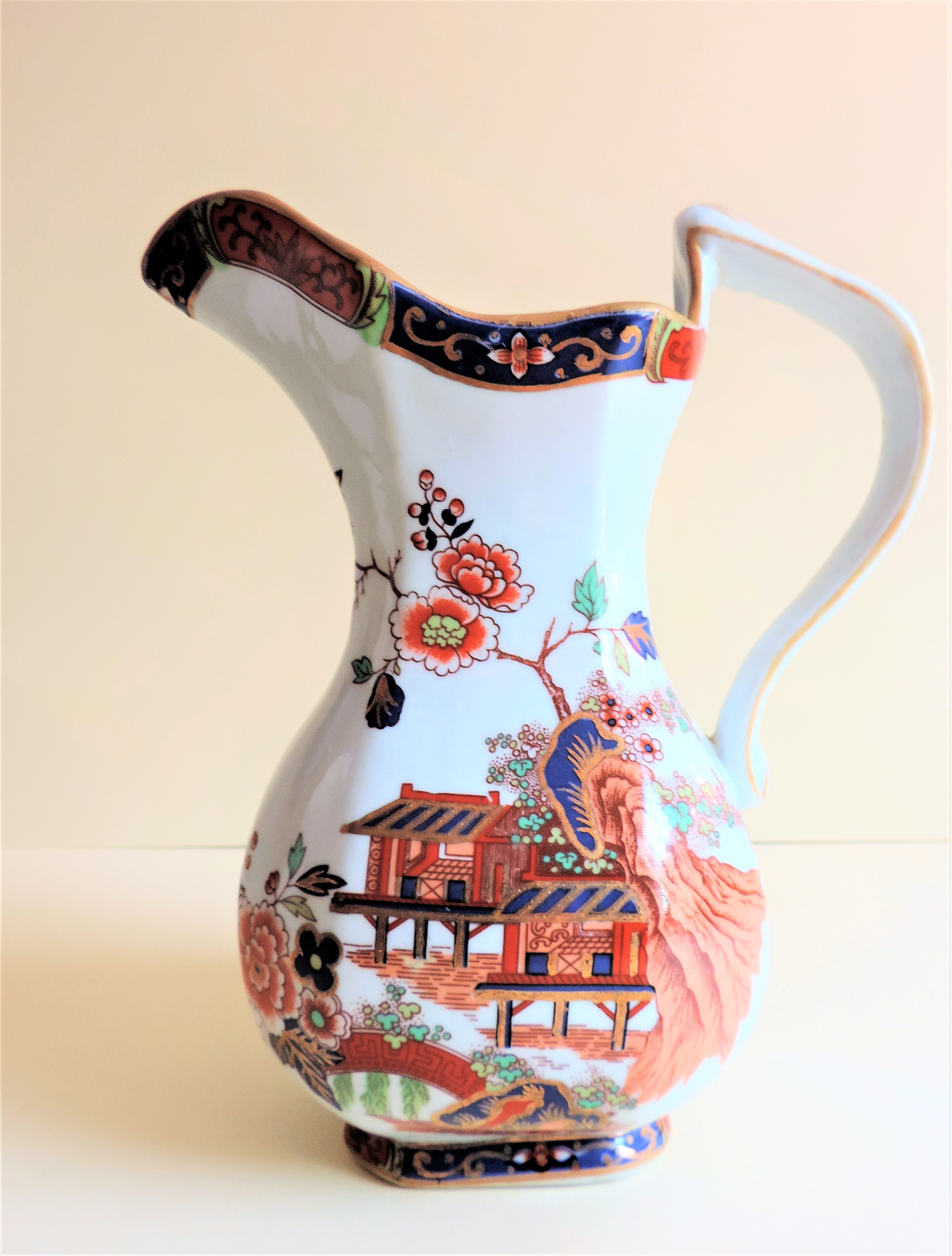 Antique Ironstone China Jug Hand Painted 23cm Tall - Image 2 of 7