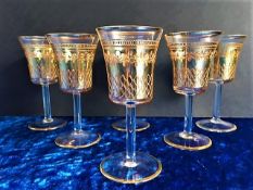 Vintage 24k Gold Venetian Glasses Set of 6