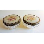 Vintage Art Deco Cut Glass Petit Point Powder Pots