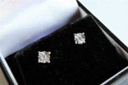 Sterling Silver Diamond Stud Earrings New with Gift Box