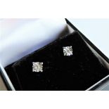 Sterling Silver Diamond Stud Earrings New with Gift Box