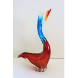 Murano Glass Swan Sculpture 26cm Tall