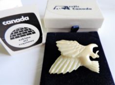 Vintage Artic Canada Hand Carved Eagle Brooch