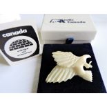 Vintage Artic Canada Hand Carved Eagle Brooch