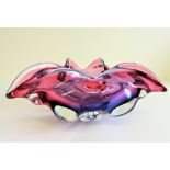 Vintage Murano Sommerso Glass Centerpiece Bowl c. 1960s
