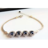 Sapphire and Diamond Bracelet in Sterling Silver